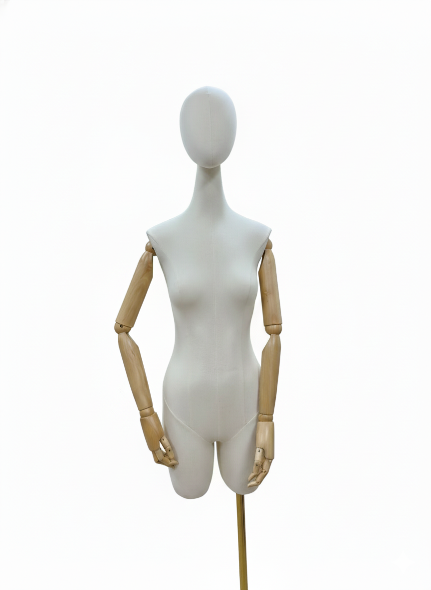Beige Linen Fabric Mannequin