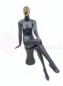 Black Sitting Mannequin with Rose Gold Face